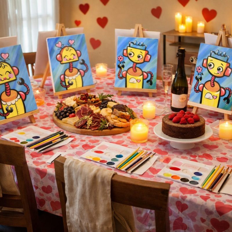 A Valentine’s Paint Night at&nbsp;Home